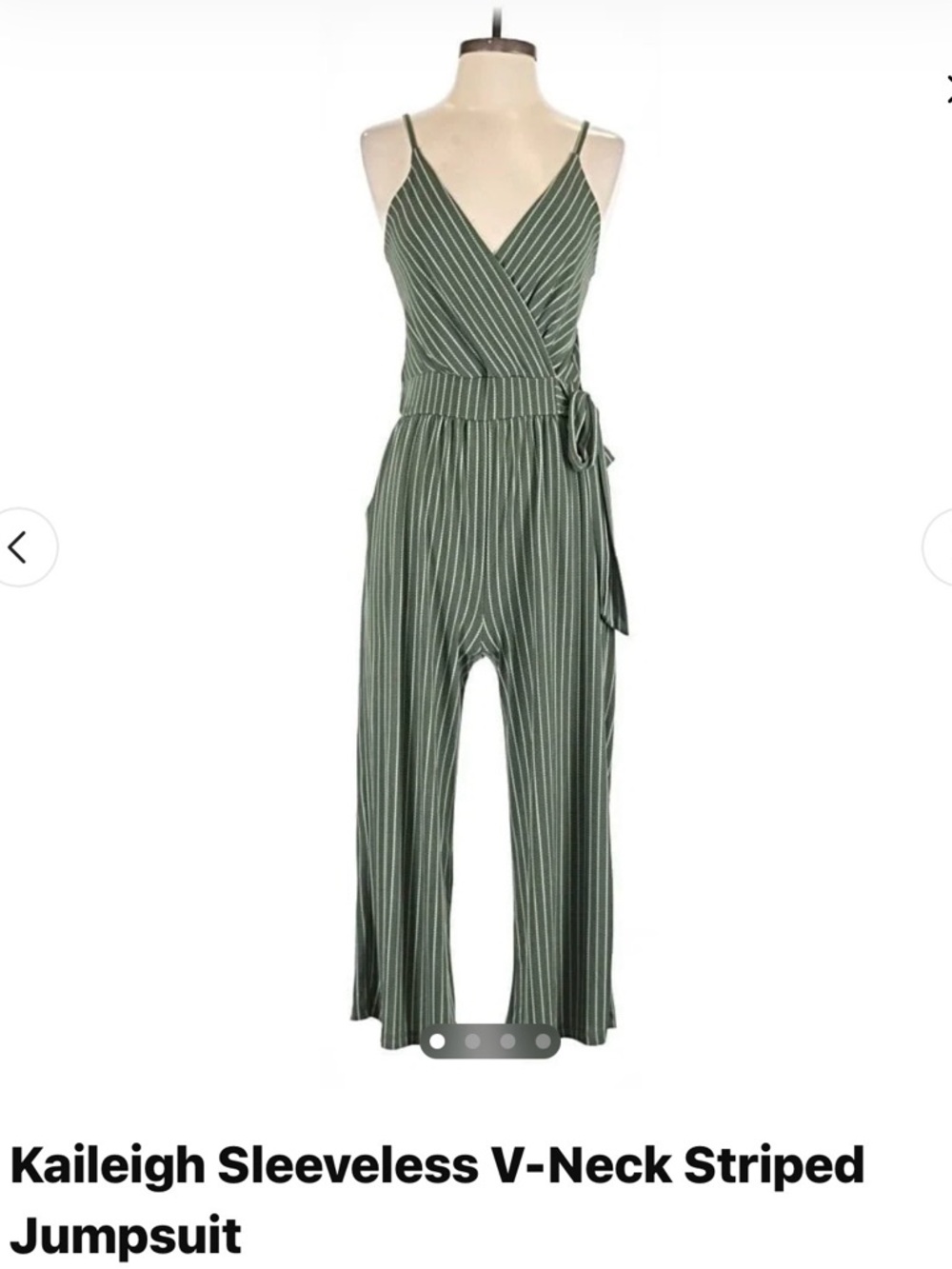 Kaileigh Olive Green Striped Jumpsuit